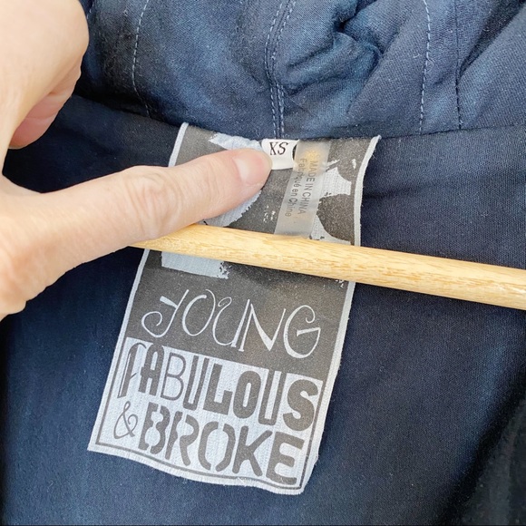 YOUNG FABULOUS & BROKE Navy Tie Dye Quilted Crop Moto Jacket Size XSmall - Picture 4 of 14